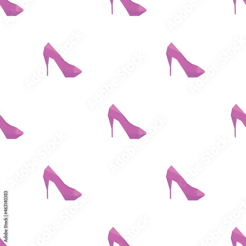 High heel shoes triangle shape seamless pattern backgrounds. Wrapping paper template. Polygonal design illustration.