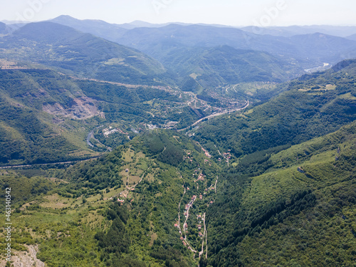 Aerial view of Stara Planina Mountain near village of Zasele, Bulgaria