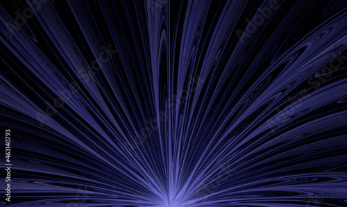 Abstract fractal blue rays on black background