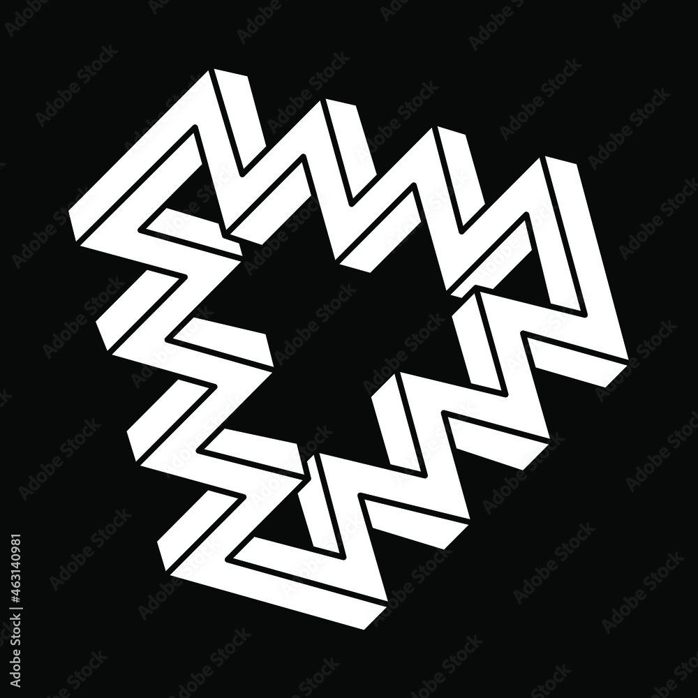 Optical illusion shape. Abstract eternal geometric object. Impossible endless outline. Optical art figure. Optical illusion shape. Abstract eternal geometric object. Impossible endless outline. Optical art figure.