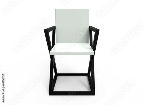 White chair in loft style on white background. White armchair. Element for design. Modern chair. Furniture. Interior element. 3D Illustration.