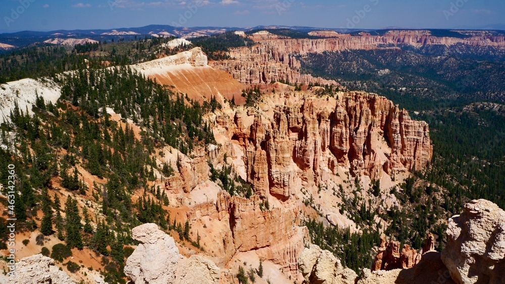 Bryce Canyon National Park in Utah.Rocky mountains erode and color a variety of landscapes.
The View of Ponderosa Canyon