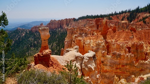 Bryce Canyon National Park in Utah.Rocky mountains erode and color a variety of landscapes. View of the Natural Bridge.