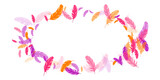 Orange purple pink red feather floating background