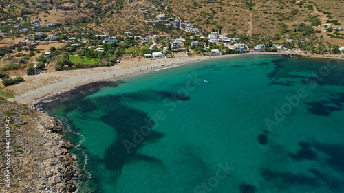 Aerial drone photo of paradise beach of Aspous in island of Skyros, Sporades, Greece