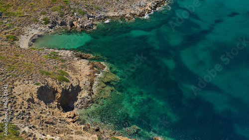 Aerial drone photo of paradise beach of Aspous in island of Skyros, Sporades, Greece