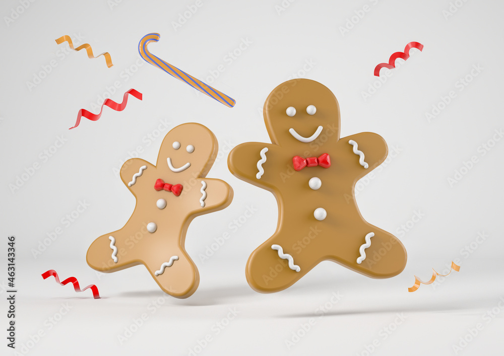 Christmas cookies and confetti flying isolated from the background