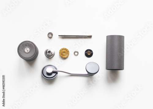 Quadro su tela Parts of coffee grinder flatlay