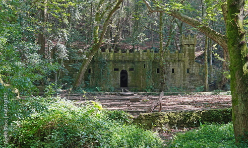 Abandoned castle in the enchanted forest of Aldan, Spain, Galicia, Pontevedra province photo