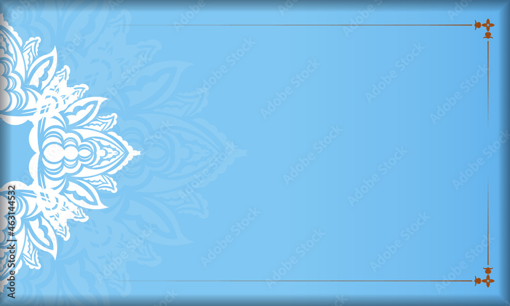 Blue banner template with Indian white ornaments and place for your logo