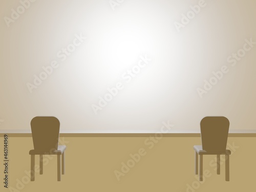Fototapeta Naklejka Na Ścianę i Meble -  間隔を開けた2つの椅子と机のフレーム