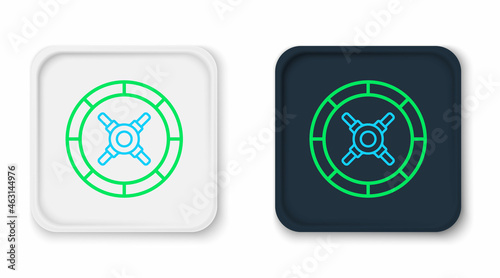 Line Safe icon isolated on white background. The door safe a bank vault with a combination lock. Reliable Data Protection. Colorful outline concept. Vector