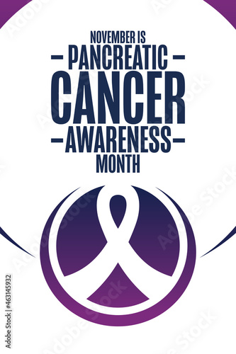 November is Pancreatic Cancer Awareness Month. Holiday concept. Template for background, banner, card, poster with text inscription. Vector EPS10 illustration.