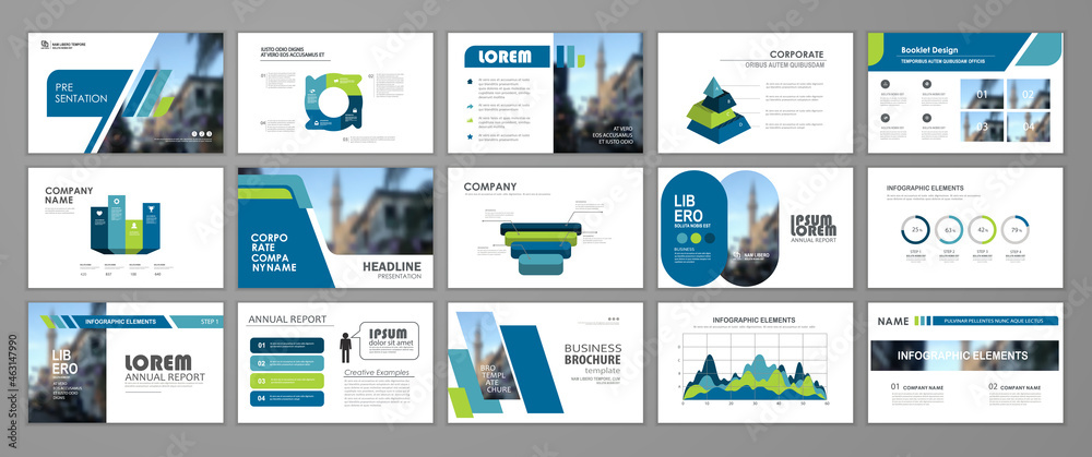 Modern presentation slide templates. Infographic elements template  set for web, print, annual report brochure, business flyer leaflet marketing and advertising template. Vector Illustration - obrazy, fototapety, plakaty 