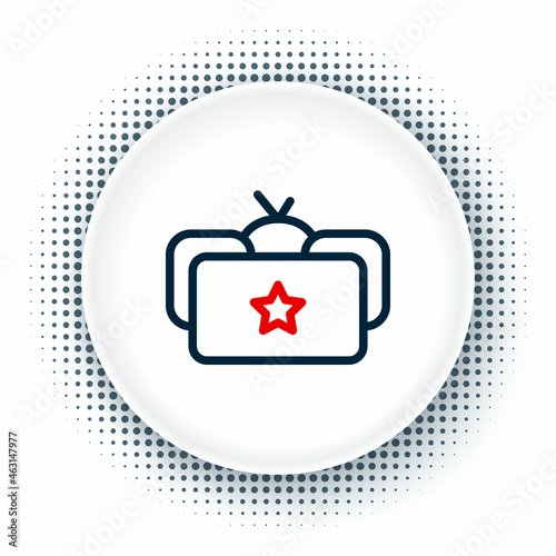 Line Ushanka icon isolated on white background. Russian fur winter hat ushanka with star. Soviet Union uniform of KGB and NKVD. Colorful outline concept. Vector