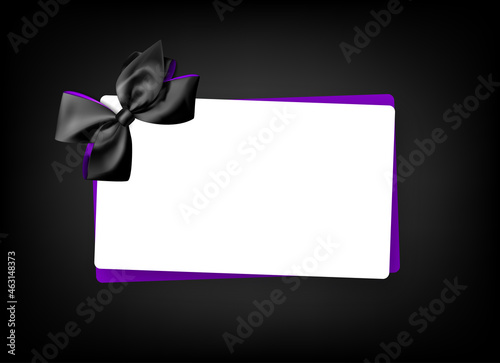 Card template with black beautiful bow.