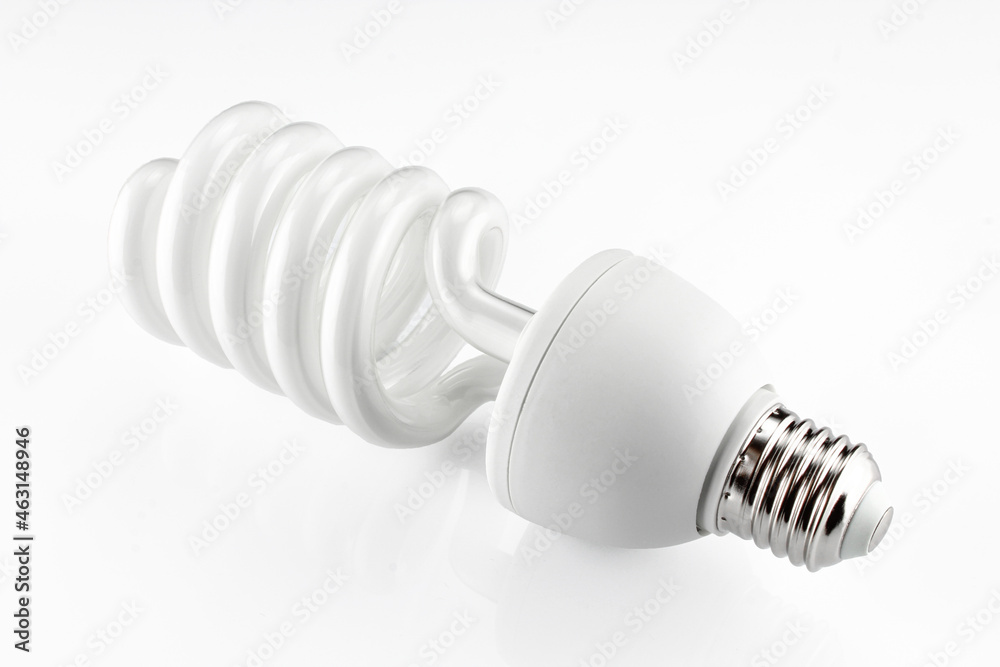 Spiral LED energy-saving light bulb isolated on white background Spiral LED energy-saving light bulb isolated on white background