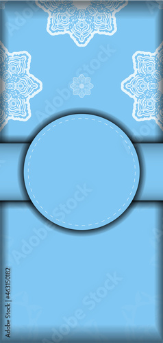 Flyer template in blue color with abstract white pattern prepared for printing.