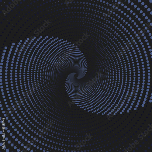 Blue dots backdrop spiral. Abstract background with spiral. Gradient. Vector illustration.