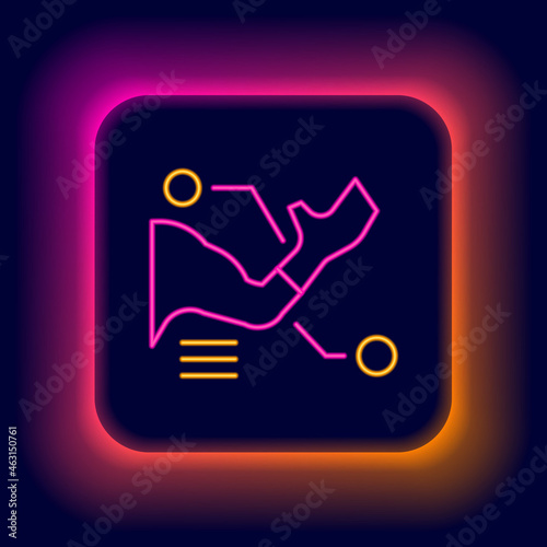Glowing neon line Prosthesis hand icon isolated on black background. Futuristic concept of bionic arm, robotic mechanical hand. Colorful outline concept. Vector