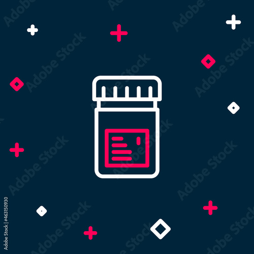 Line Biologically active additives icon isolated on blue background. Colorful outline concept. Vector