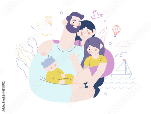 Family health and wellness - medical insurance illustration