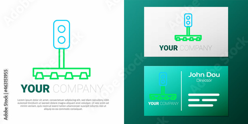 Line Train traffic light icon isolated on white background. Traffic lights for the railway to regulate the movement of trains. Colorful outline concept. Vector