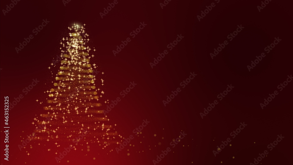 Christmas Tree with Shiny Particles and Glowing Stars on Christmas Background Christmas Tree with Shiny Particles and Glowing Stars on Christmas Background