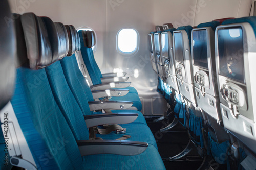 empty seats in airplane, aircraft interior photo