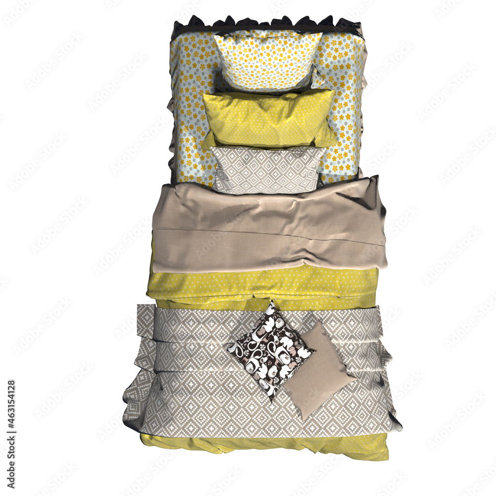 BED TOP VIEW - OBJECTS IN PLAN Stock Illustration | Adobe Stock