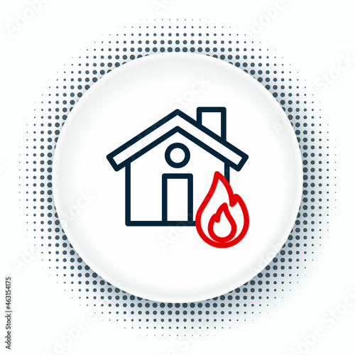 Line Fire in burning house icon isolated on white background. Colorful outline concept. Vector