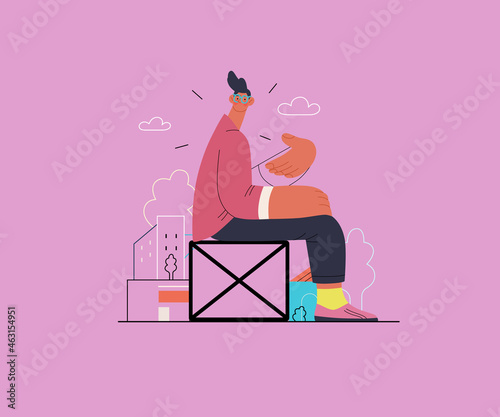 Startup illustration. Concept of building new business
