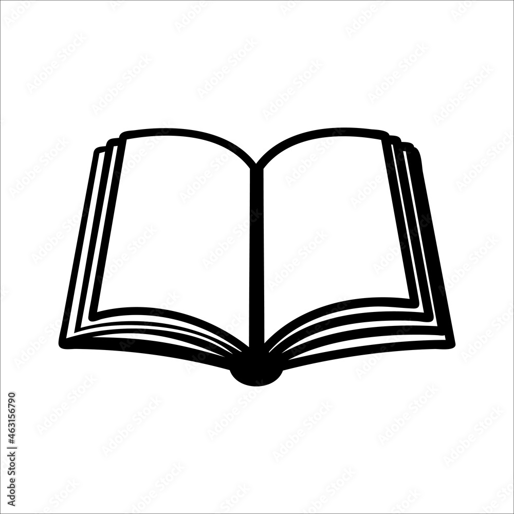 Simple Book silhouette icon, isolated on white background. Raster flat design. Black silhouette. Simple Book silhouette icon, isolated on white background. Raster flat design. Black silhouette.