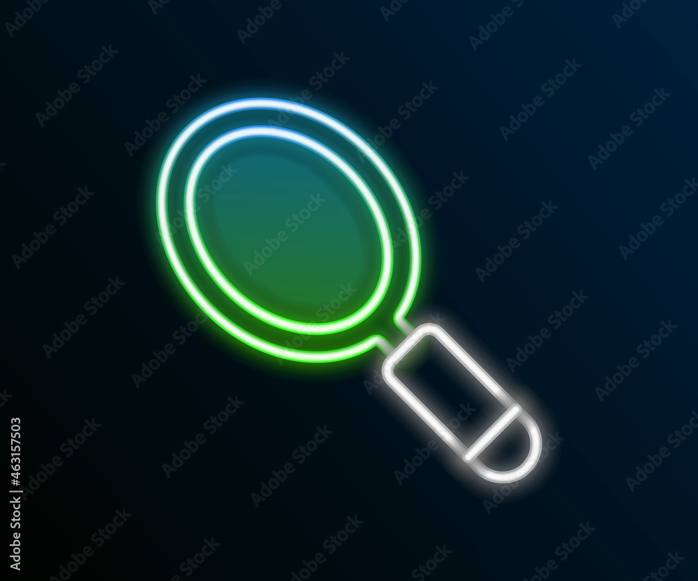Glowing neon line Hand mirror icon isolated on black background. Colorful outline concept. Vector Glowing neon line Hand mirror icon isolated on black background. Colorful outline concept. Vector