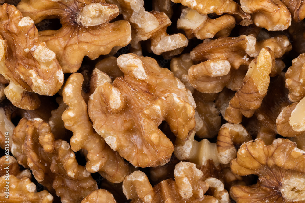 Walnuts Top Angle Flat-lay Background or Texture Walnuts Top Angle Flat-lay Background or Texture