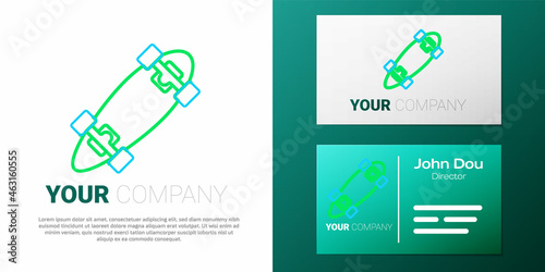 Line Longboard or skateboard cruiser icon isolated on white background. Extreme sport. Sport equipment. Colorful outline concept. Vector
