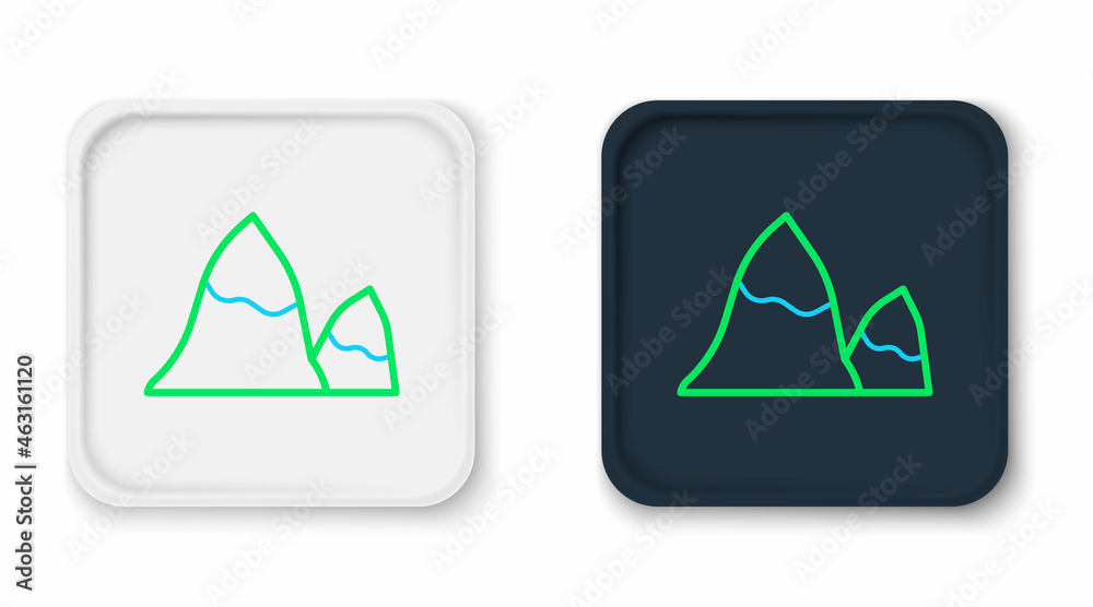Line Mountains icon isolated on white background. Symbol of victory or success concept. Colorful outline concept. Vector Line Mountains icon isolated on white background. Symbol of victory or success concept. Colorful outline concept. Vector
