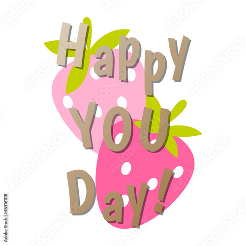 Happy birthday card. Birthday strawberry vector greeting Happy You Day card design