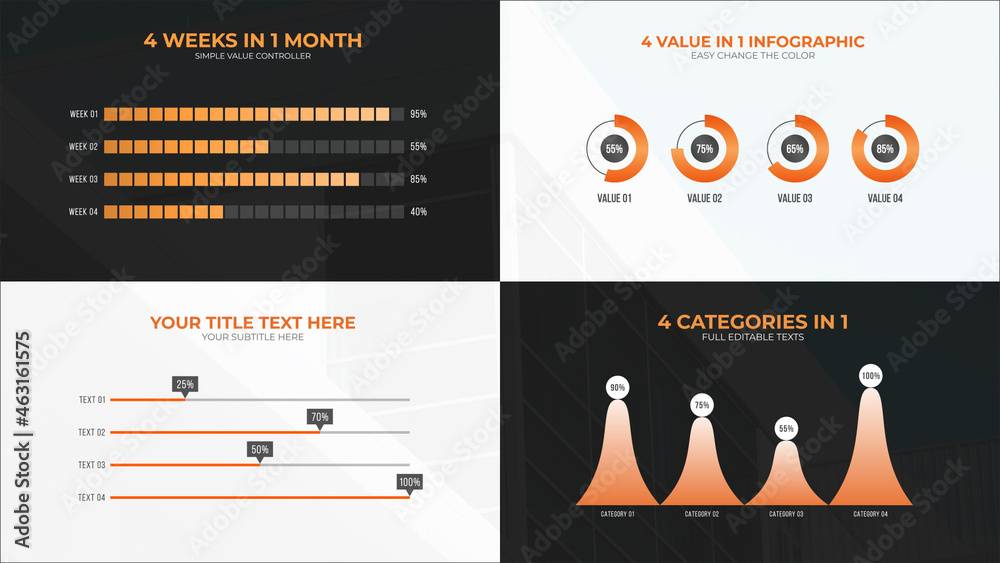 Modelo de 4 Values Infographic Charts do Stock | Adobe Stock