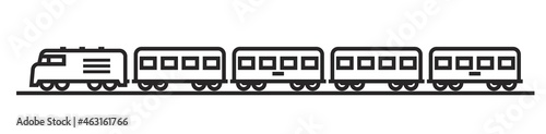 passenger train line icon. locomotive and wagons. railway transport symbol