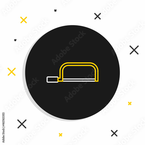 Line Hacksaw icon isolated on white background. Metal saw for wood and metal. Colorful outline concept. Vector
