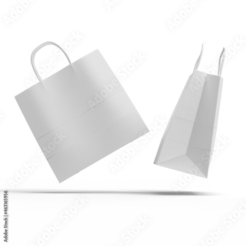 White cardboard bag isolated on white background ready for mockup