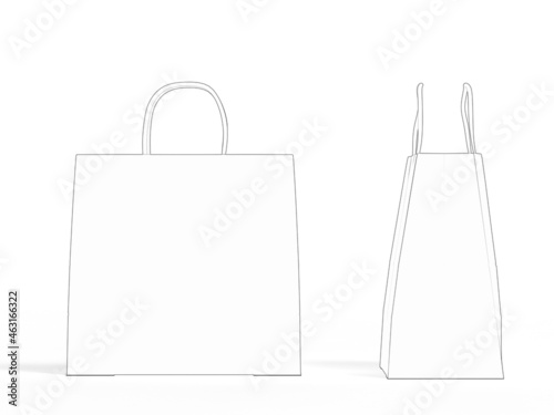 Line draw of cardboards bag isolated on white background