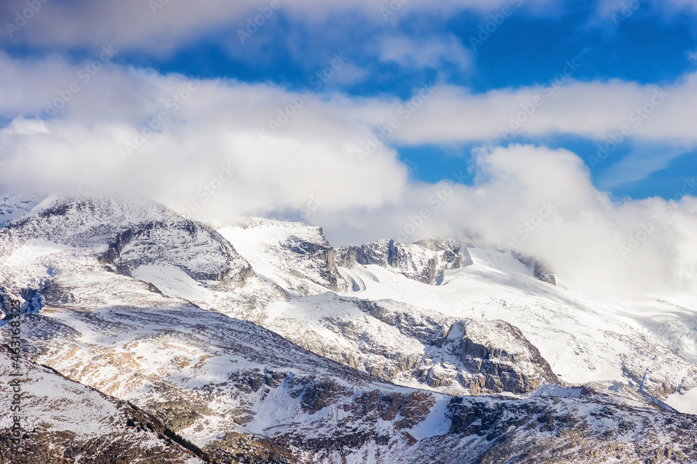 Glacier Canadian Mountain Landscape. Taken in Garibaldi Provincial Park, located near Whistler and Squamish, North of Vancouver, BC, Canada. Panorama