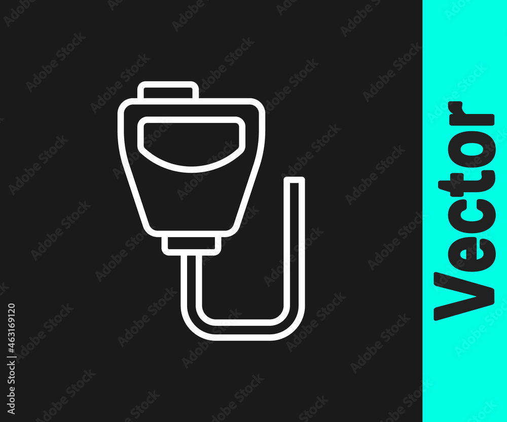 White line Walkie talkie icon isolated on black background. Portable radio transmitter icon. Radio transceiver sign. Vector