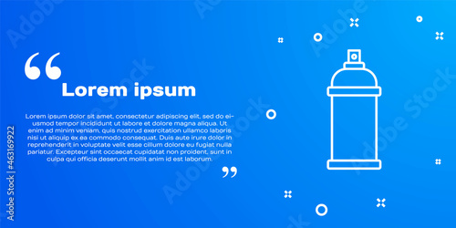 White line Paint spray can icon isolated on blue background. Vector
