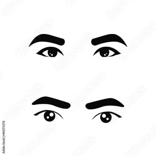 Set of cartoon eyes of male and female characters. Vector illustration