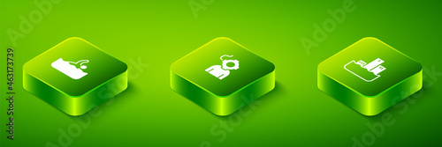 Set Isometric Aqualung, Winner podium and Swimmer icon. Vector