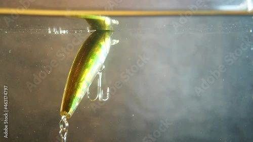 The bait   floats in water. Fishing. Hobby.Suspender wobbler 
