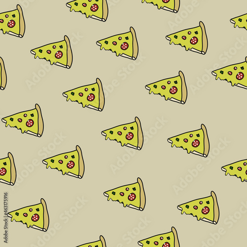 pizza pattern drawing background. Junk food seamless hand drawn for wrapping and decoration print.
